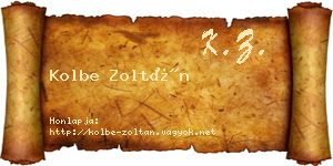Kolbe Zoltán névjegykártya