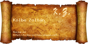 Kolbe Zoltán névjegykártya